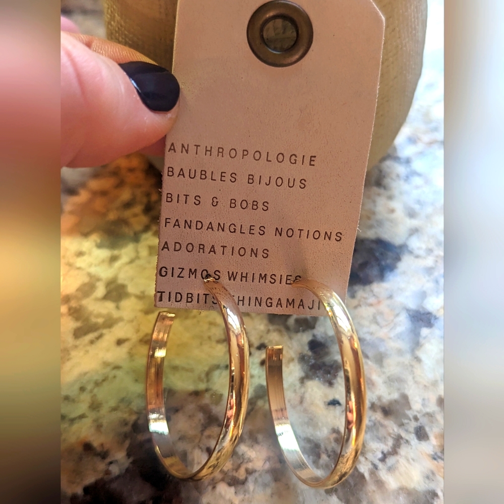 NWT Anthropologie medium gold hoops